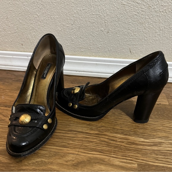 Dolce & Gabbana black leather heels size 37.5 (7) - Picture 1 of 5